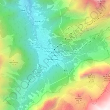 Mapa topográfico Le Barioz, altitud, relieve