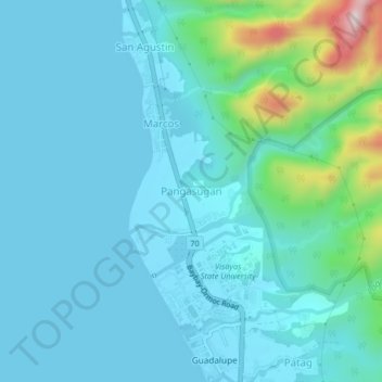 Mapa topográfico Pangasugan, altitud, relieve