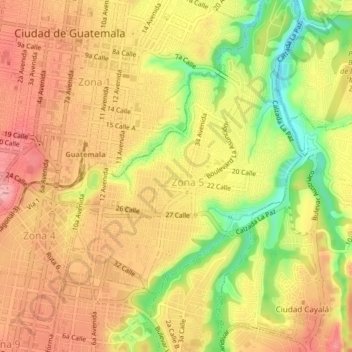 Mapa topográfico Zona 5, altitud, relieve