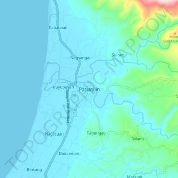 Mapa topográfico Pasuquin, altitud, relieve