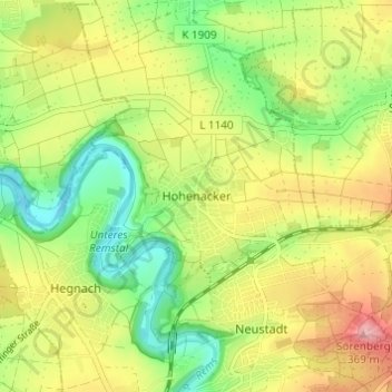 Mapa topográfico Hohenacker, altitud, relieve