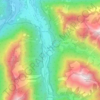 Mapa topográfico Gottenried, altitud, relieve