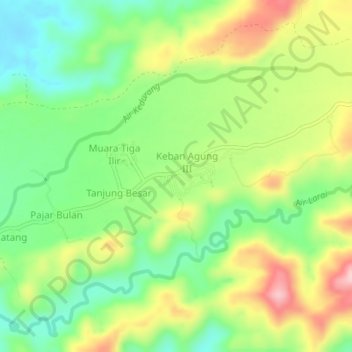 Mapa topográfico Tanjung Negara, altitud, relieve