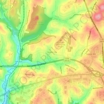Mapa topográfico Garden City, altitud, relieve