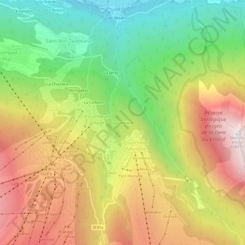 Mapa topográfico La Corbière, altitud, relieve