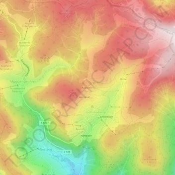 Mapa topográfico Radschert, altitud, relieve