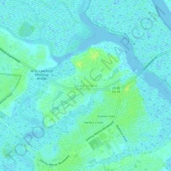 Mapa topográfico Talahi Island, altitud, relieve