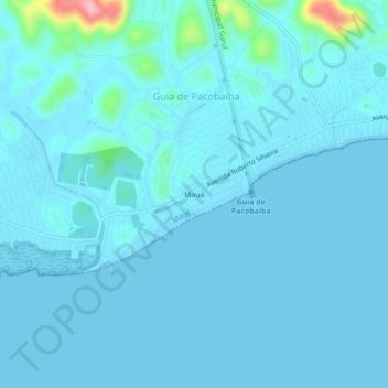 Mapa topográfico Mauá, altitud, relieve