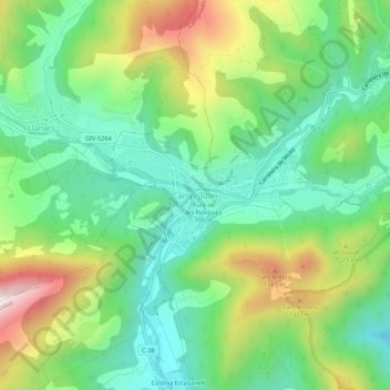Mapa topográfico Camprodon, altitud, relieve