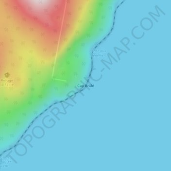 Mapa topográfico Cap Brûlé, altitud, relieve