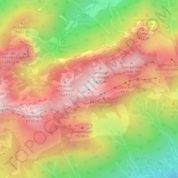 Mapa topográfico Latschenkopf, altitud, relieve