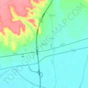 Mapa topográfico 西王村, altitud, relieve