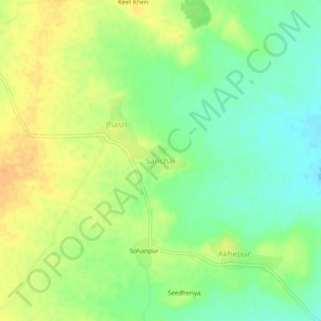 Mapa topográfico Sanchai, altitud, relieve