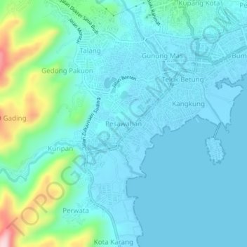 Mapa topográfico Pesawahan, altitud, relieve