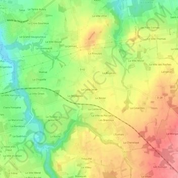 Mapa topográfico La Croix Janet, altitud, relieve