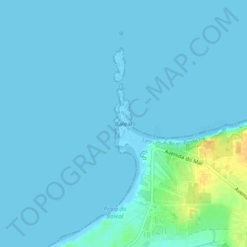 Mapa topográfico Baleal, altitud, relieve