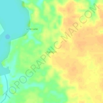 Mapa topográfico Badajos, altitud, relieve