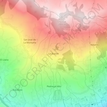 Mapa topográfico La Ilusion, altitud, relieve