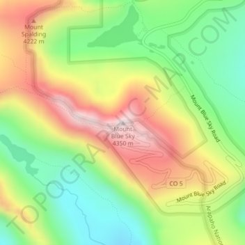 Mapa topográfico Mount Blue Sky, altitud, relieve