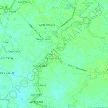 Mapa topográfico San Luis, altitud, relieve