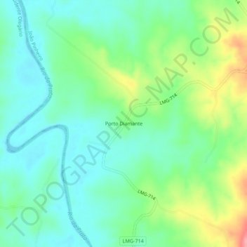 Mapa topográfico Porto Diamante, altitud, relieve