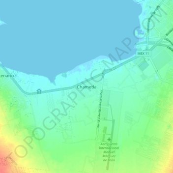 Mapa topográfico Chametla, altitud, relieve