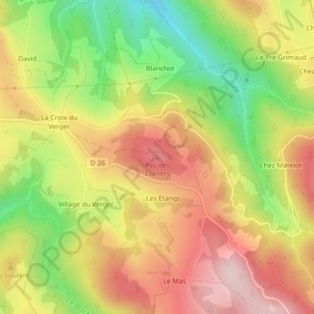 Mapa topográfico Rez des Écoliers, altitud, relieve