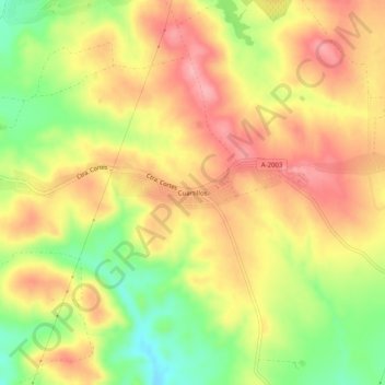 Mapa topográfico Cuartillos, altitud, relieve