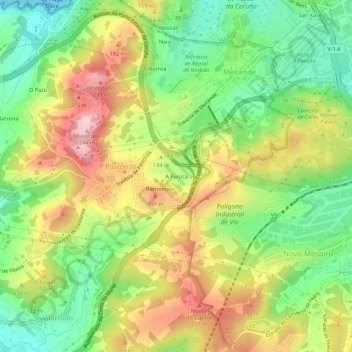 Mapa topográfico A Furoca, altitud, relieve