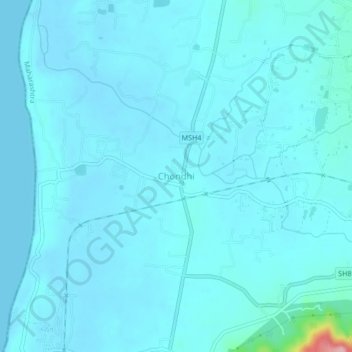 Mapa topográfico Chondhi, altitud, relieve