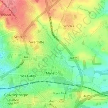 Mapa topográfico Stanks, altitud, relieve