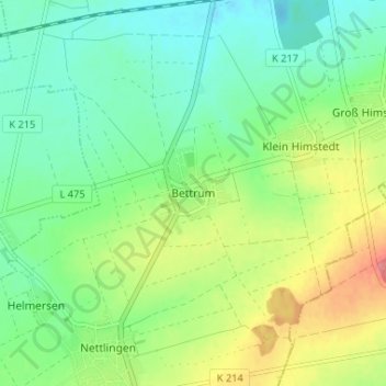 Mapa topográfico Bettrum, altitud, relieve