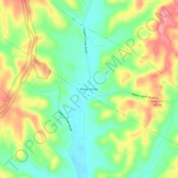 Mapa topográfico Water Valley, altitud, relieve
