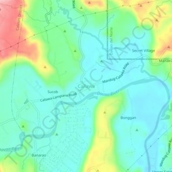 Mapa topográfico Callawa, altitud, relieve