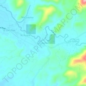 Mapa topográfico San Ramon, altitud, relieve