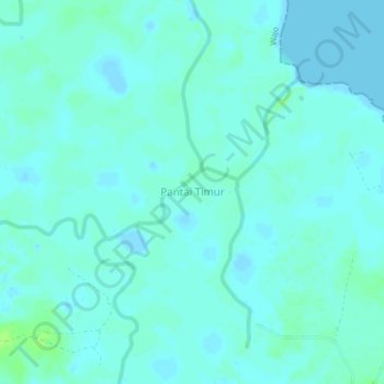 Mapa topográfico Pantai Timur, altitud, relieve