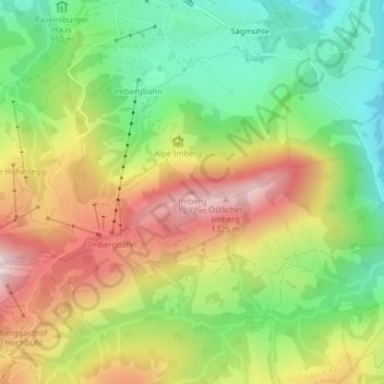 Mapa topográfico Imberg, altitud, relieve