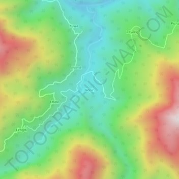 Mapa topográfico Kopin, altitud, relieve