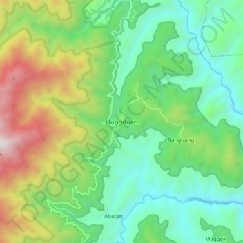 Mapa topográfico Hungduan, altitud, relieve