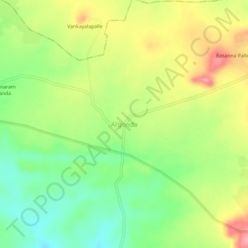 Mapa topográfico Argonda, altitud, relieve