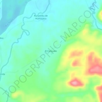 Mapa topográfico El Consuelo, altitud, relieve