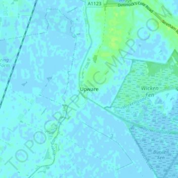 Mapa topográfico Upware, altitud, relieve