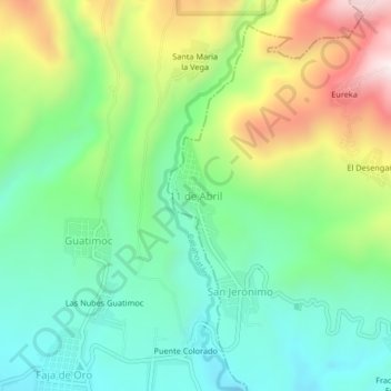 Mapa topográfico 11 de Abril, altitud, relieve