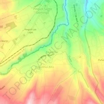Mapa topográfico Yayulihuí, altitud, relieve