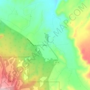 Mapa topográfico Grover, altitud, relieve