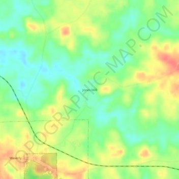 Mapa topográfico Jones Mill, altitud, relieve