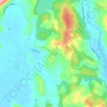 Mapa topográfico Ρωμιά, altitud, relieve