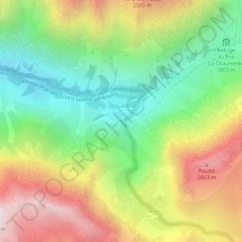 Mapa topográfico Prelles, altitud, relieve