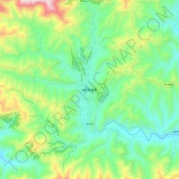 Mapa topográfico Sandhikharka, altitud, relieve