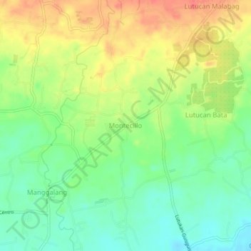 Mapa topográfico Montecillo, altitud, relieve